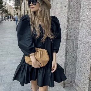 H&M Black Puff-Sleeved Dress Bloggers Favorite small